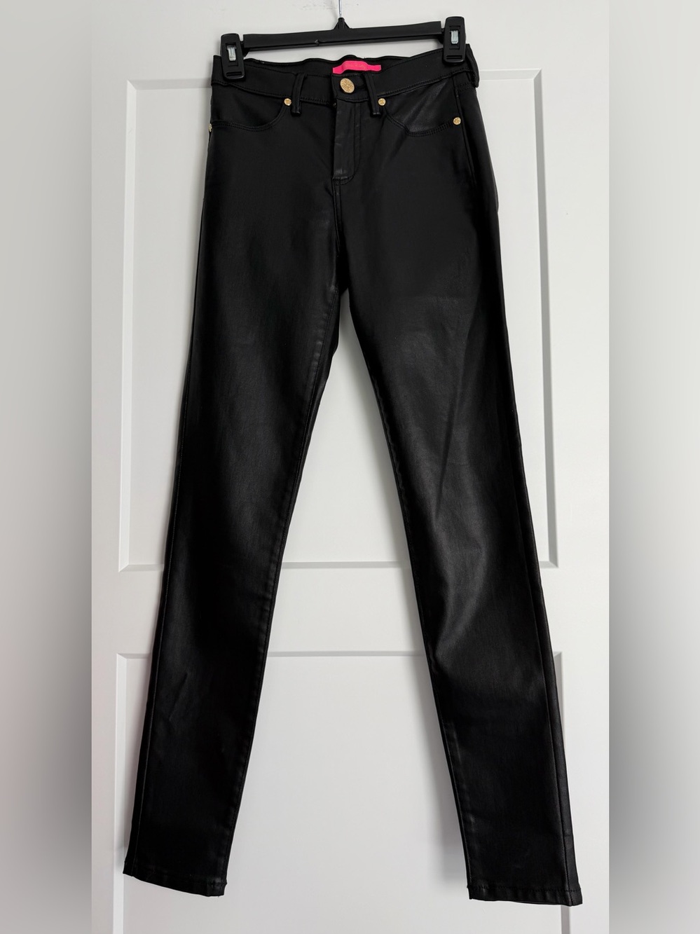NWT Lilly Pulitzer Eagan High Rise Stretch Black Coated Skinny Pants, Size 00
